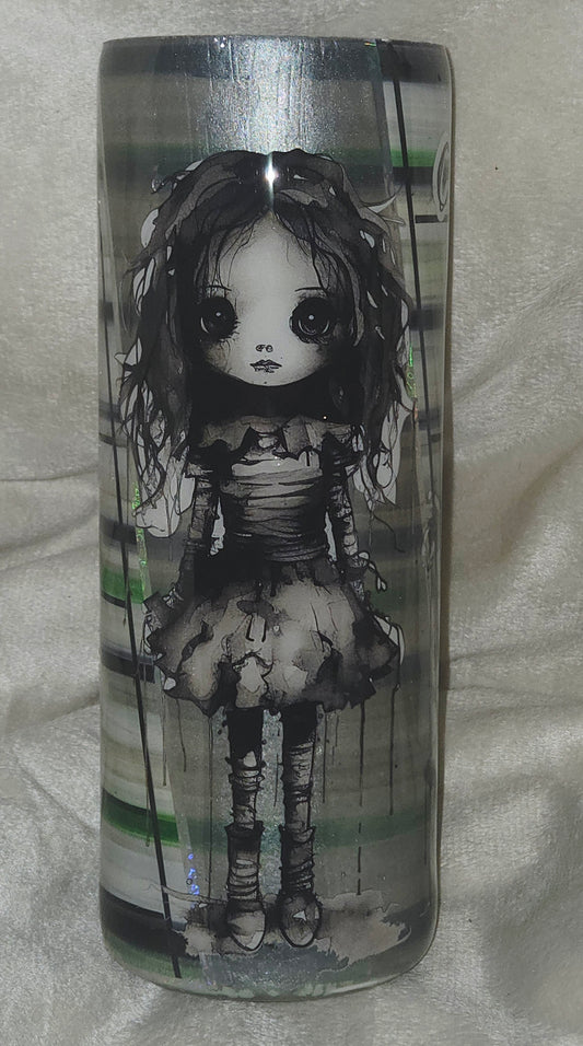 ** 03 COME PLAY WITH US - Spooky dolls green, grey and silvers Serape