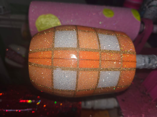 *^* Waffle! - Orange Plaid Wine Tumbler
